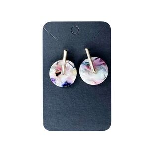 Multicolor Disc Acrylic Earrings with Gold Tone Accent